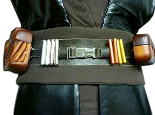 Anakin Deluxe Full Leather Belt Pouches Capsules Jedi Costume Prop Star Wars (M)