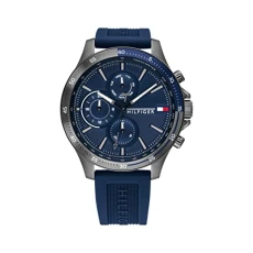 Analogue Multifunction Quartz Watch for Men with Navy Blue Silicone Bracelet 91721