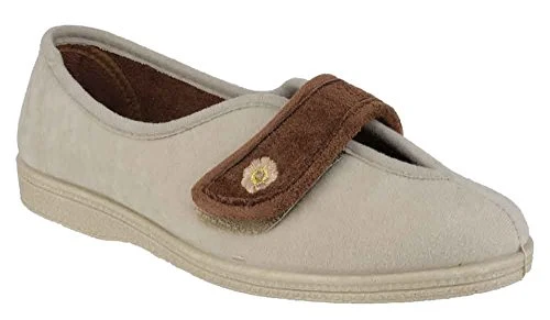 Andrea Touch Fastening Slipper Beige 5