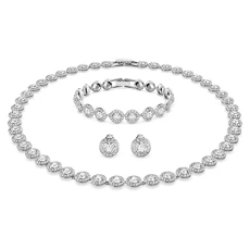 Angelic set, Round cut, White, Rhodium plated