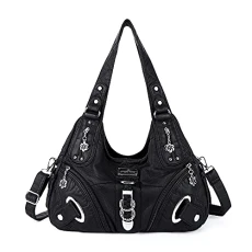 Angelkiss Hobo Purses and handbags for Women Satchel Handbag Women Purses Large Daily Shoulder Bags, Black, L