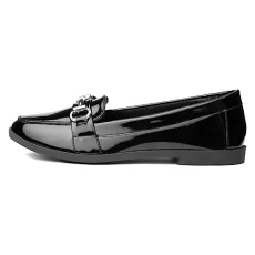 Anna Womens Black Patent Loafer - Size 6 UK - Black