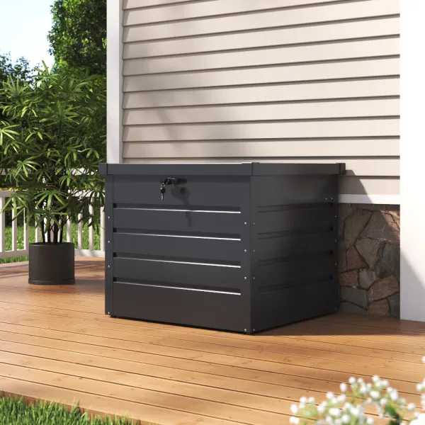 Anthracite Garden Lockable Metal Storage Box 200L - Size Large - Black