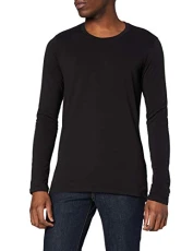 Apparel Men's Clive Plain Long Sleeve T-Shirt, Black (Black Opal), Large