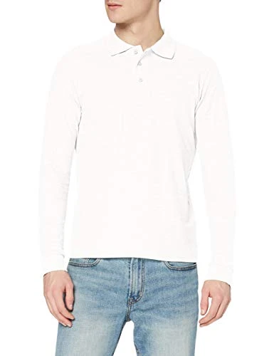 Apparel Men's Long Sleeve/St3400 Polo Shirt, White, L UK