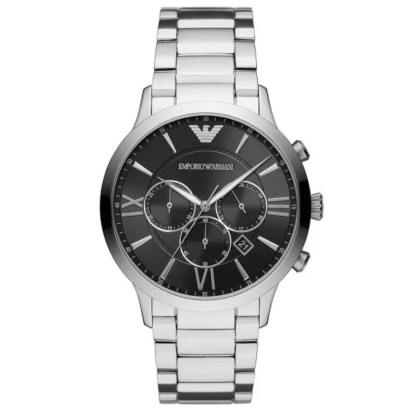 AR11208 Giovanni Chronograph Quartz Black Dial Mens Watch - Silver