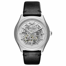 AR60003 Automatic Black Leather Skeleton Mens Watch