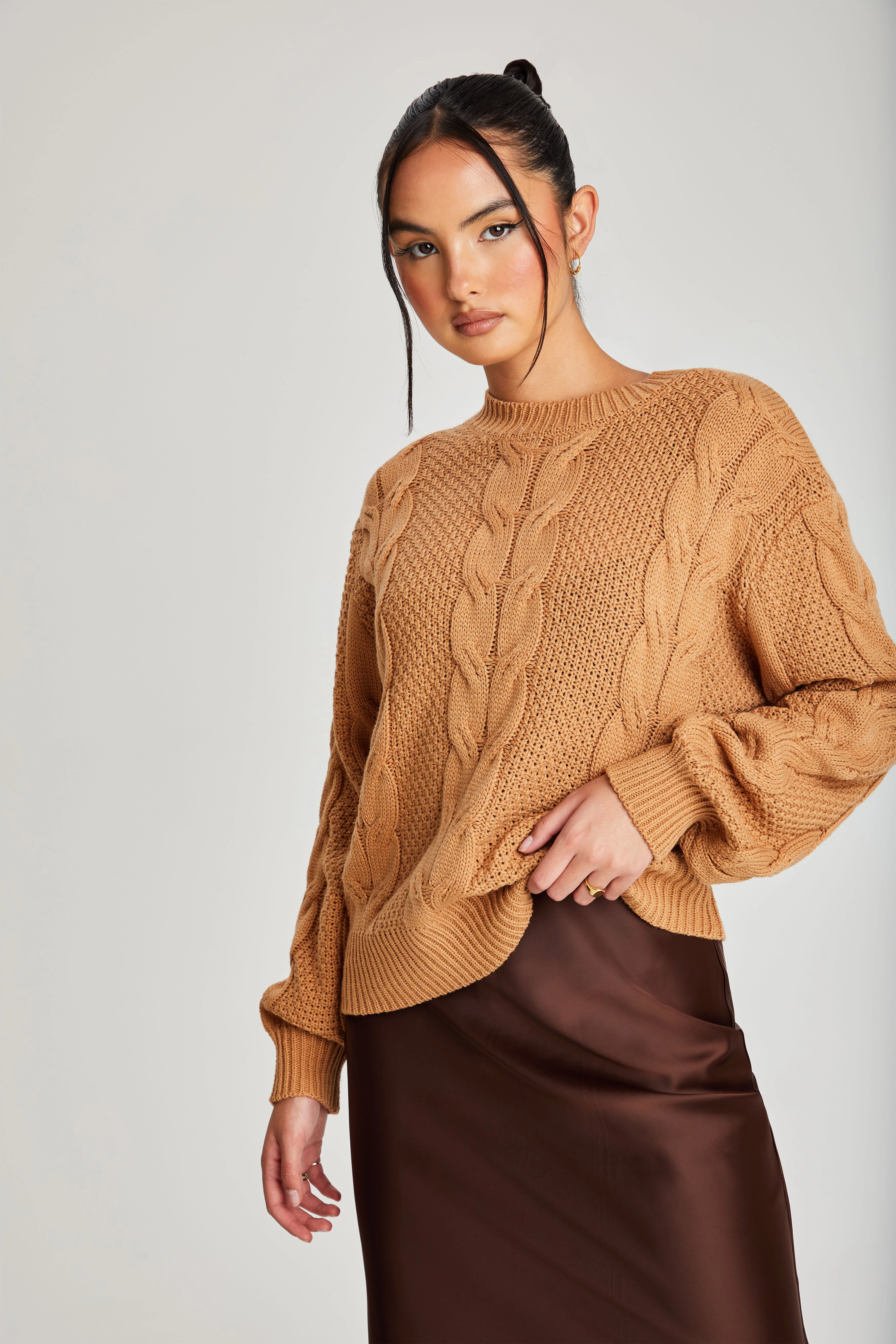 Aran Cable Jumper Camel /