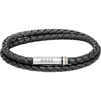 Ares Black Braided Leather Bracelet