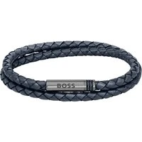 Ares Blue Braided Leather Bracelet