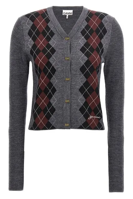 Argyle cardigan - Gray