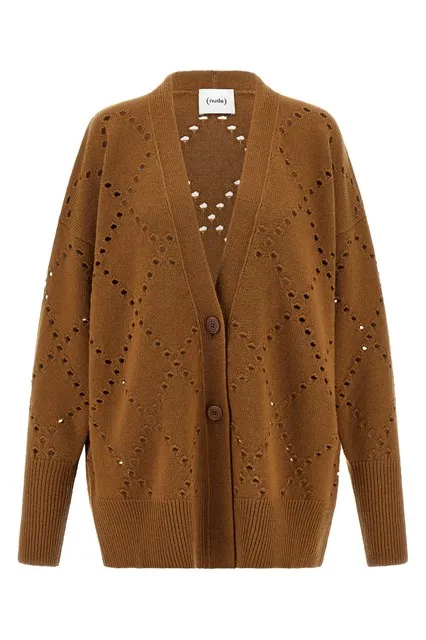 Argyle cut-out cardigan - Brown