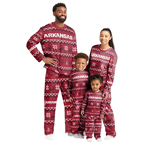 Arkansas Razorbacks NCAA Ugly Pattern Family Holiday Pajamas - Womens - L