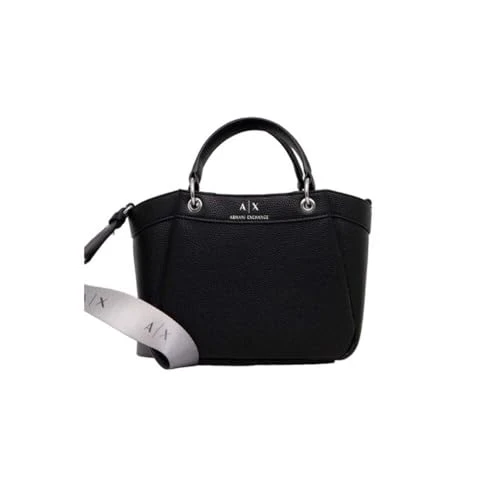 ARMANI EXCHANGE Classic Shoulder Bag, Faux Leather, Black – Size: Approx. 22 x 18 x 9 cm, Black, One Size