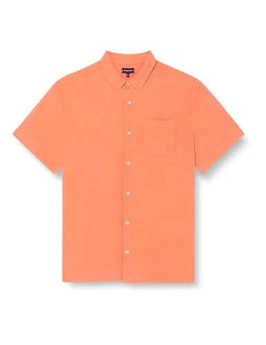 Armor Lux Men's Comfort Short Sleeve Single Collar Shirt Dress, Coral E24, L