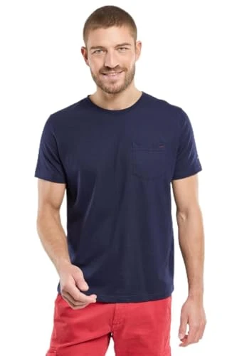 Armor Lux Men's Short Sleeve T-Shirt with Pocket, Deep Navy, M