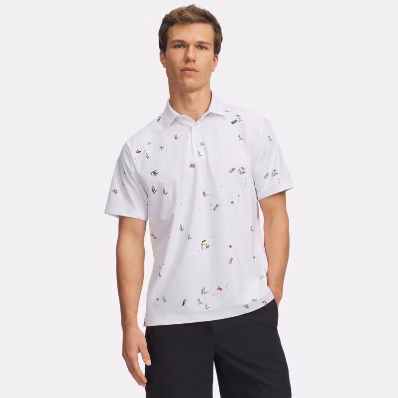 ArmourDry Printed Mens Polo White / Rack Green / Black XXL