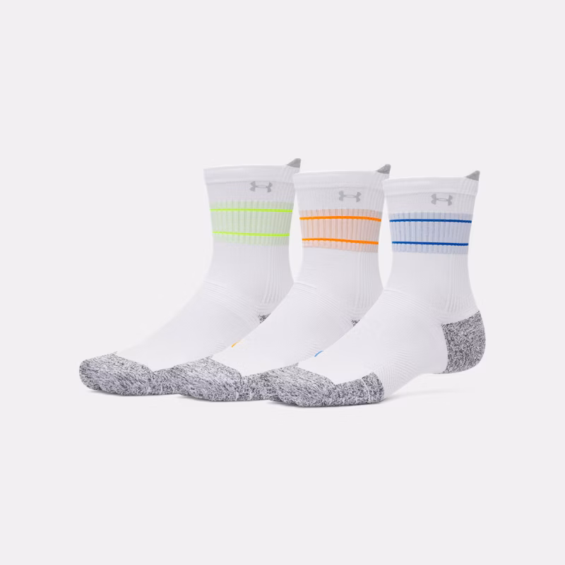 ArmourDry Run Cushion Unisex 3-Pack Mid-Crew Socks White / White / Reflective L