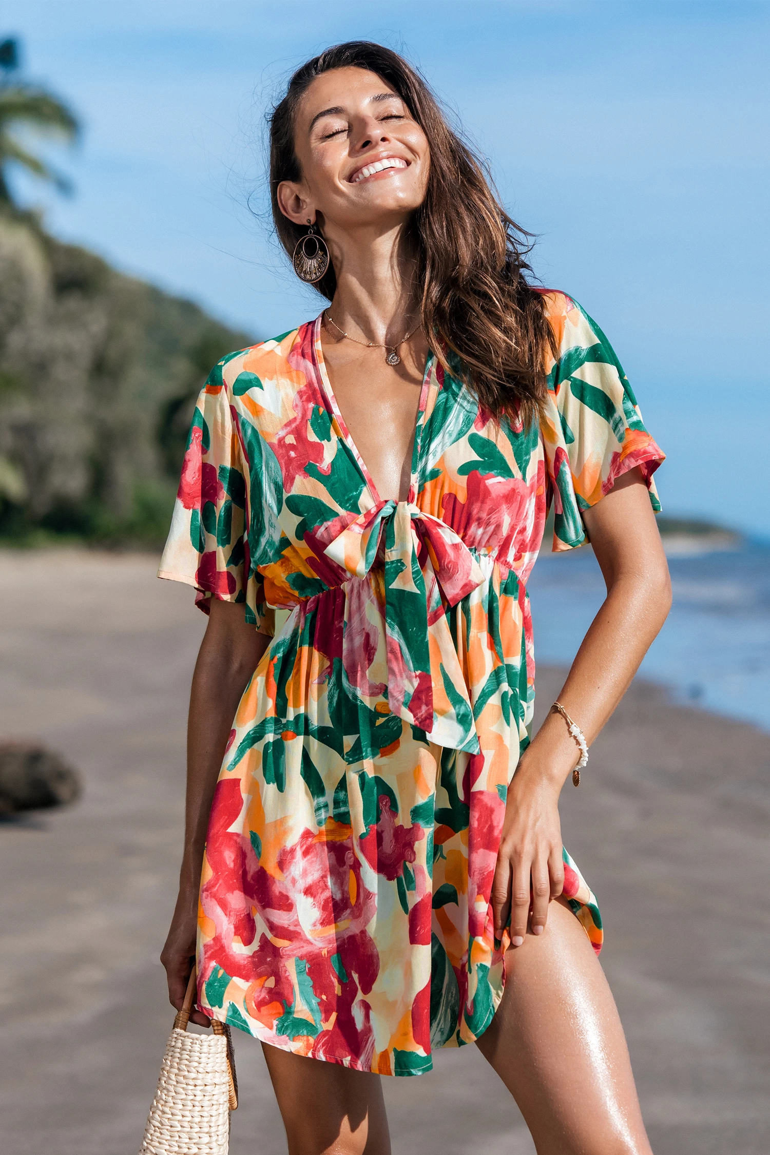 Art of Love Abstract Cover-Up Mini Dress - Orange