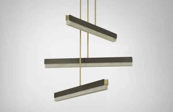 Artes Collective 600, 900, 1200 Pendant Light bronze with bronze details and honed alabaster