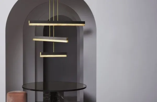 Artes Collective 600 - DALI-A Pendant Light antique bronze with antique bronze details and honed alabaster