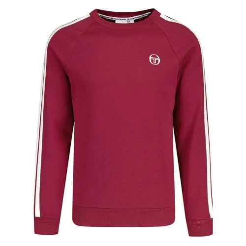 | Ascot 9521 Retro Contrast Stripe Crew Sweat Top Large Burgundy