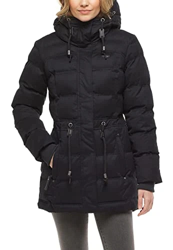 ASHANI Puffy A Women's Parka, Coat, Quilted Coat, Water-Repellent, Black (1010), M