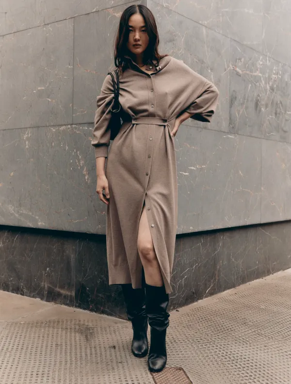 Aster Dress in Brown Marl