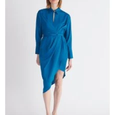 Asymmetric hem shirt dress