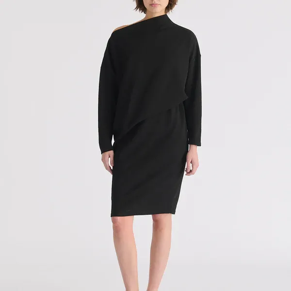 Asymmetric neck jumper dress