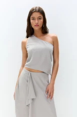 Asymmetric Rustic Top - Grey