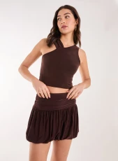 Asymmetric Strap Crop Top CHOCOLATE