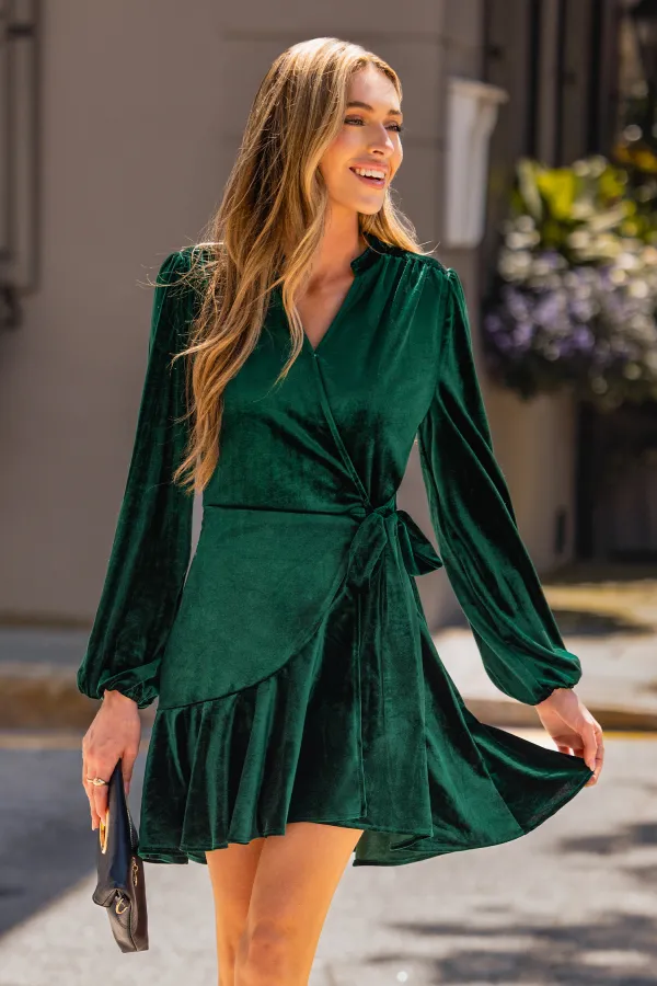 At Candlelight Green Mini Dress