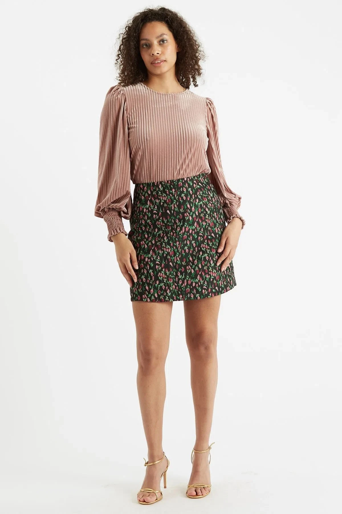 Aubin Raining Rosebuds Brocade Mini Skirt - Multicolour