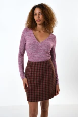 Aubin Wyoming Check A ine Mini Skirt - Pink - red A-Line 2