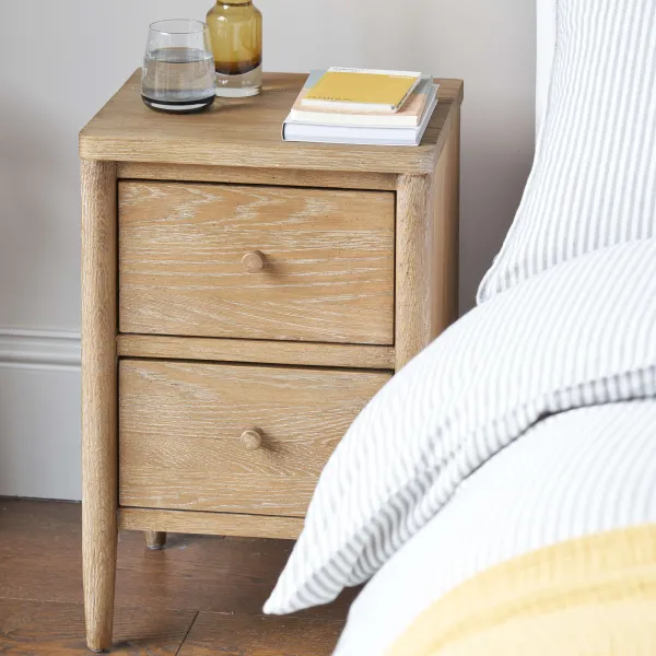 Aubrey Drawer Bedside Table - Weathered Oak