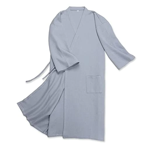 Auoeer Bathrobe Men's Thin Loose Relaxing Comfortable Bathrobes Pajamas Homewear Can Be Weared Outside (D XL code)