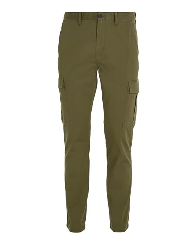 Austin Men's Cargo Trousers with Organic Cotton Slim Fit, Green, 33 W/32 L