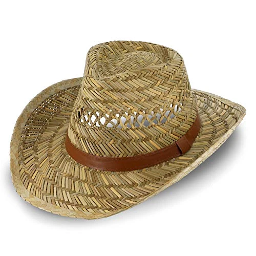 Australian Straw hat for Women & Men | airy Cowboy hat Made of Straw | Western hat with Faux