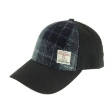 Authentic Premium Harris Tweed in Grey & Black Tartan Baseball Cap Hand Woven in Scotland Authentic Premium Harris Tweed in Grey & Black Tartan Baseball Cap Hand Woven in Scotland