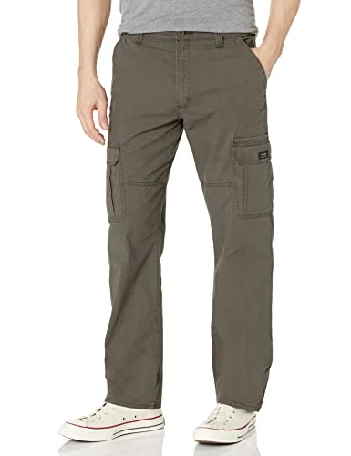 Authentics Men's Relaxed Fit Stretch Cargo Pant Casual, Olive Drab, 34W x 32L