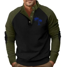 Autumn And Winter Men's Shoulder Sleeve Casual Printing Stand Up Collar Loose Corduroy Colorblocking Sports Sweater Tunic Top (A2-AG, XL) Autumn And Winter Men's Shoulder Sleeve Casual Printing Stand Up Collar Loose Corduroy Colorblocking Sports Sweater Tunic Top (A2-AG, XL)