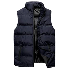 Autumn Vest Stand Collar Winter Jacket Vest Color Top Coat Men Blouse Men Jackets Rain Man, Armada, L