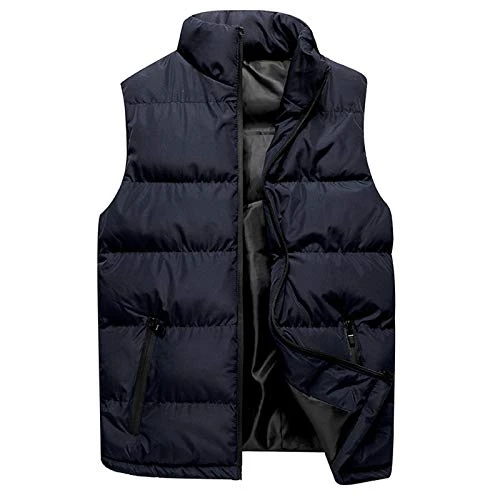 Autumn Vest Stand Collar Winter Jacket Vest Color Top Coat Men Blouse Men Jackets Rain Man, Armada, L
