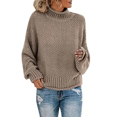Autumn Winter Knitted Jumper Thick Pullover Turtleneck Pullover Long Down Vest Women's Pullover Button Placket, khaki, XL Autumn Winter Knitted Jumper Thick Pullover Turtleneck Pullover Long Down Vest Women's Pullover Button Placket, khaki, XL