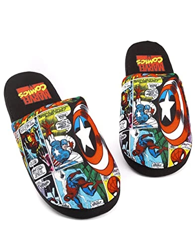 Avengers Comic Men's Slip-On House Shoes Loafers, black, 10.5/11.5 UK