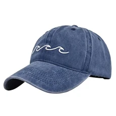 Aviator hats for men and destroyed peaked cap, plain baseball cap with bobble for women, navy, One Size