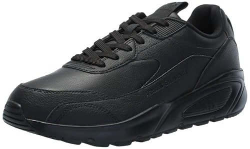 A｜X  Men's Bronx Solid Colored Leather Low Top Sneaker, Black, 6 UK