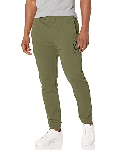 A|X  Men's Icon Project Embroidered Logo Jogger Sweatpant, Olive Night, Large