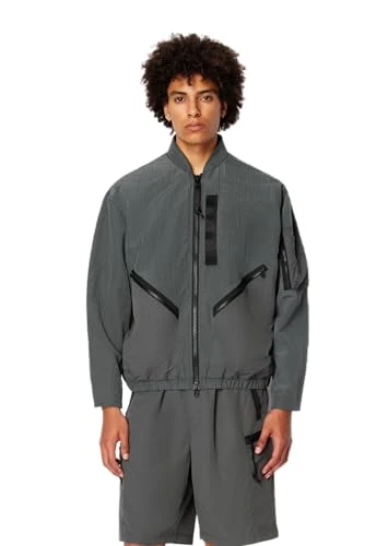 A｜X  Men's Textured Utility Tape Pocket Bomber Jacket Outerwear, Urban Chic, L